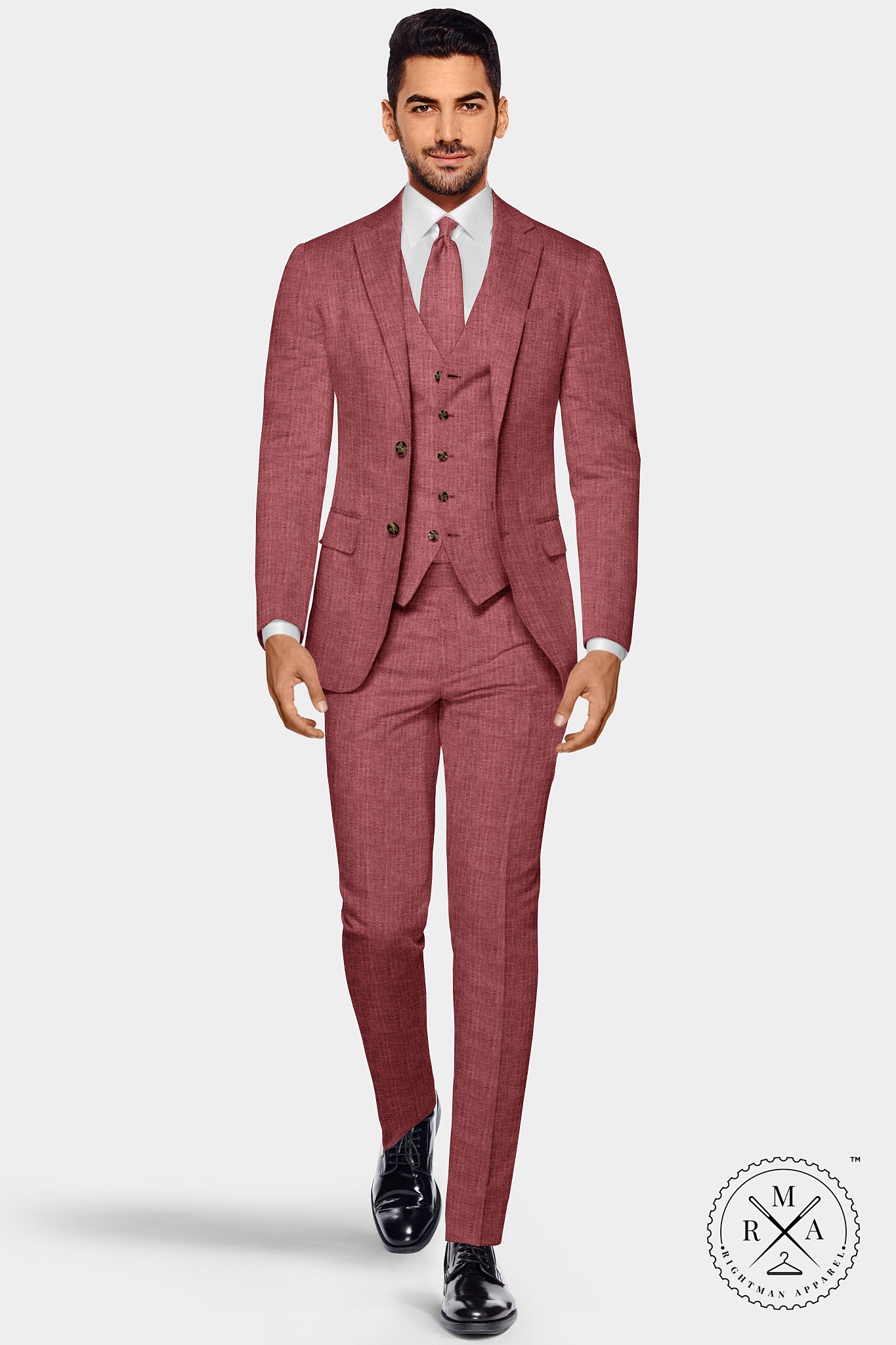 Peach Textured Three Piece Suit SU254